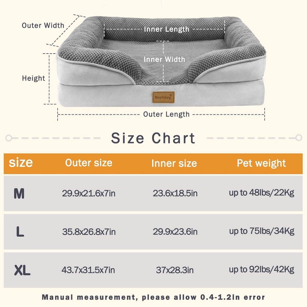 Thijox - Groot Hondenbed Waterdicht Orthopedisch - Zachte Hondenbank 91 x 68 cm - Afneembare Wasbare Hoezen - Donkergrijs - Perfect voor Binnen en Bui thumbnail 6