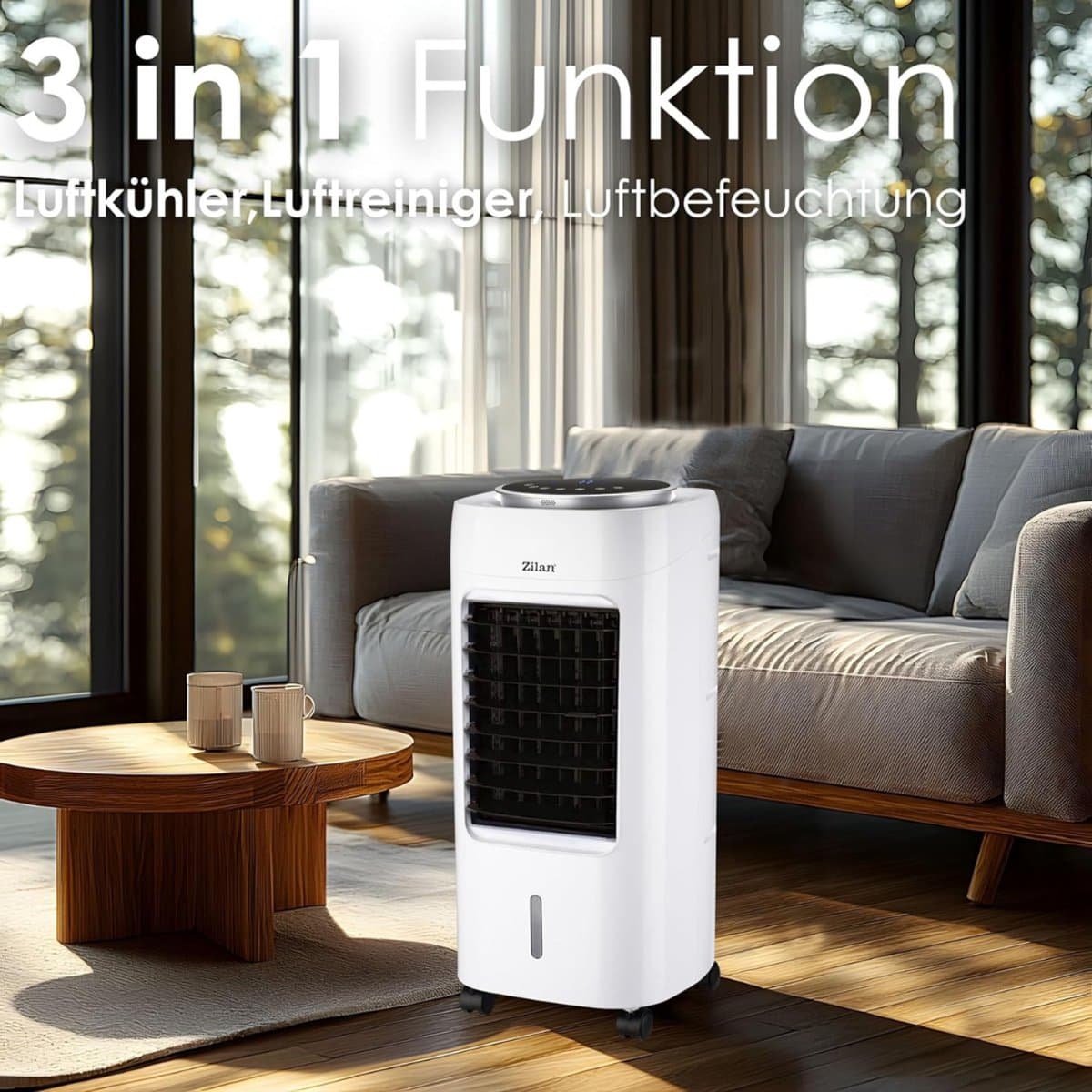 QORA® Mobiele Airco - Airconditioning - Ventilatoren - Airco Zonder Afvoerslang - Ventilatie - Wit - 34cm x 34cm x 74cm thumbnail 3