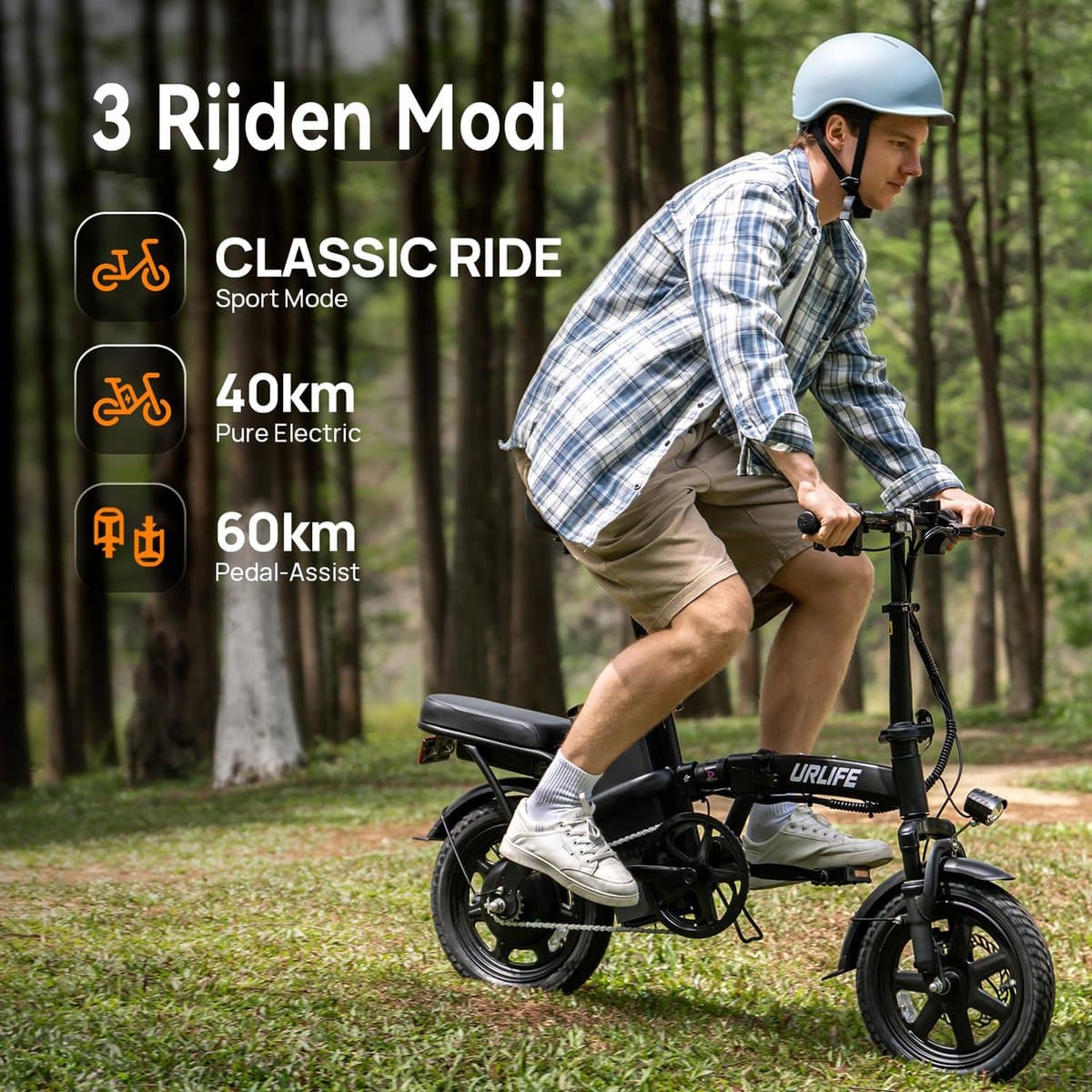 Qekud F1L Elektrische Vouwfiets - 14" E-Bike met Dubbele Vering - 250W Motor - 48V 7.5Ah Uitneembare Accu - Schijfremmen - Comfortabele Stadsfiets thumbnail 8