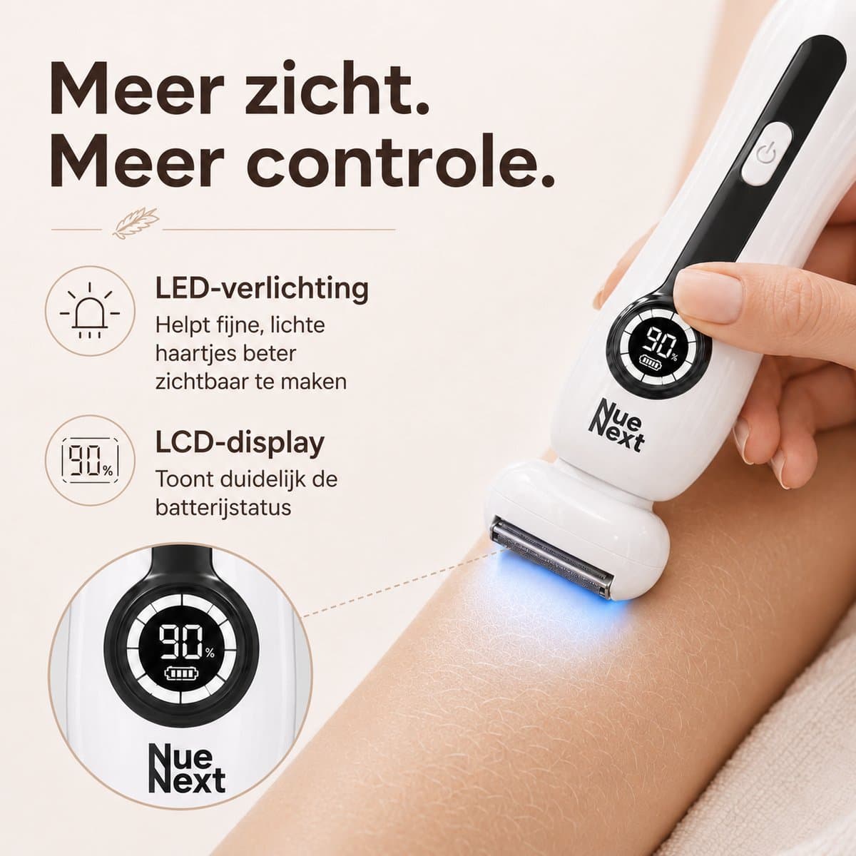 NueNext 3 in 1 Ladyshave Voor Vrouwen Gezicht - Oksels - Benen - Bikinilijn - Scheerapparaat Vrouw - Trimmer dames - Ladyshaves Bikinitrimmer - Oplaadbaar thumbnail 8