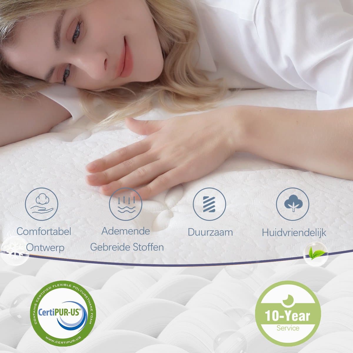 Bednew Hybrid Matras - 90x200 cm - Pocketvering - 30 cm Dik - 7 Zones - Traagschuim - Orthopedische Ondersteuning thumbnail 3