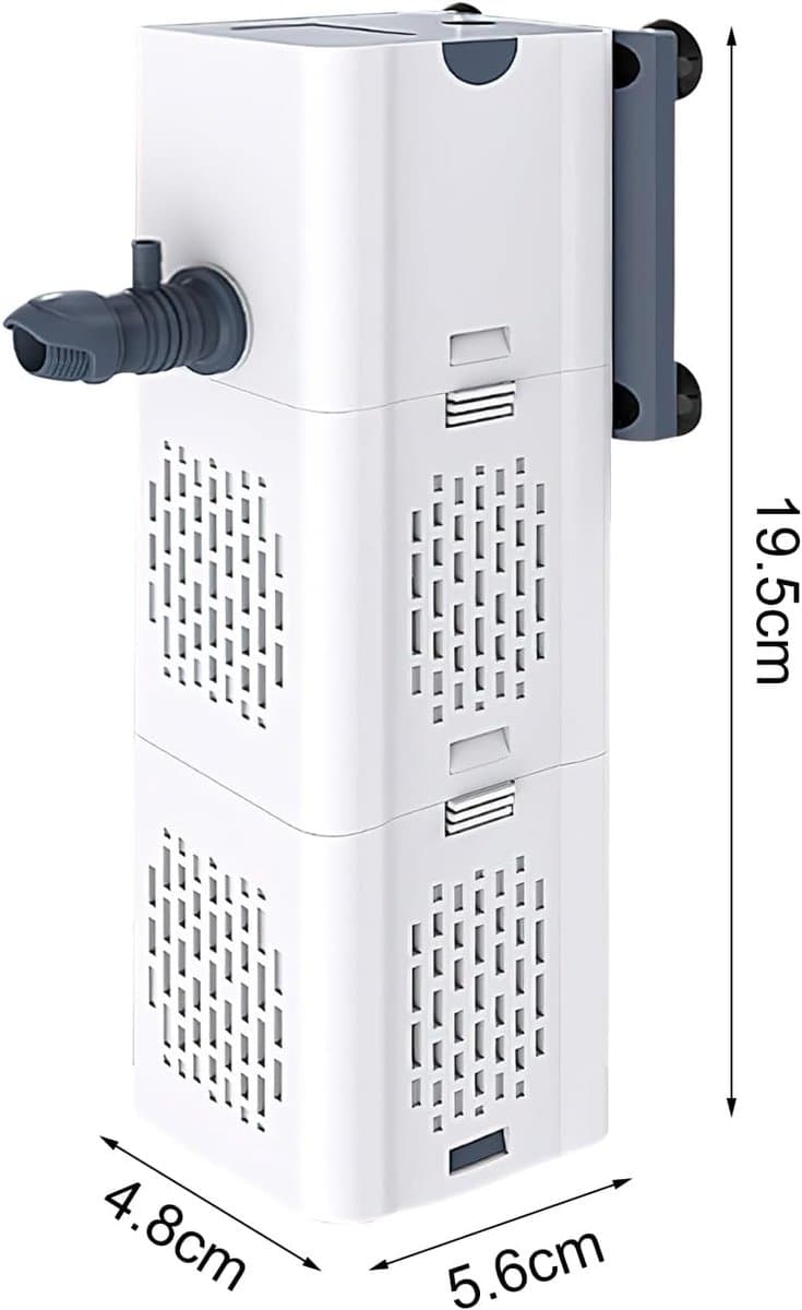 SnelShoppen - Binnenfilter voor Aquarium 60 Liter - Aquariumpomp met Filter, Zuurstofvoorziening, Golfvorming - Stille Filterpomp voor Troebel Water, thumbnail 2