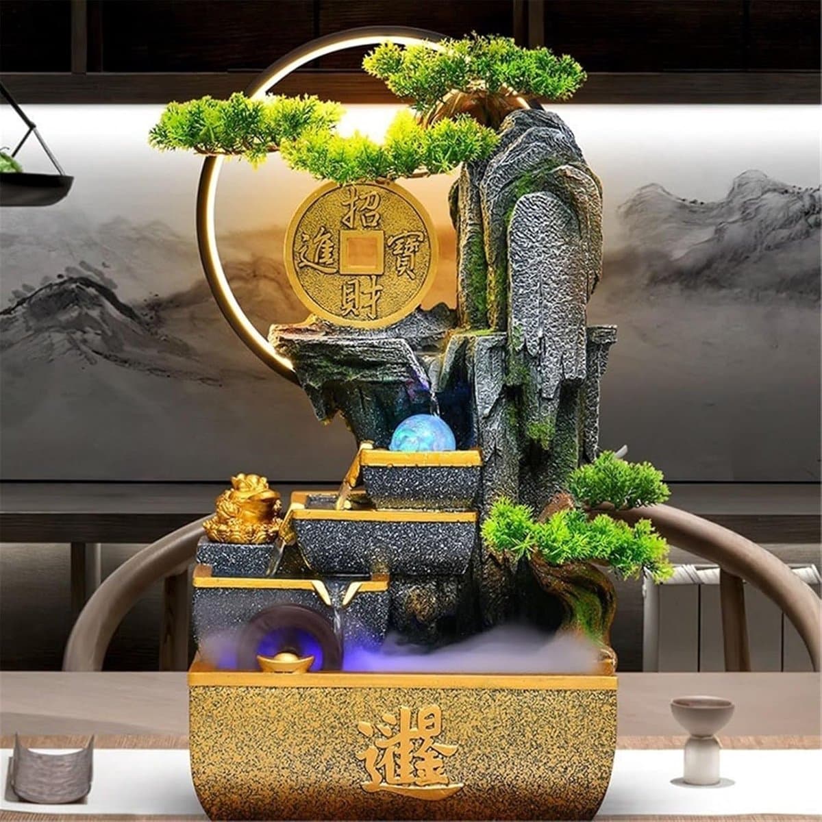 Tafelfontein - Binnenfontein Ornament - Ontspannen Sfeer Creëren - Zachte Lichtring - Klein Formaat - Niet gespecificeerd thumbnail 3
