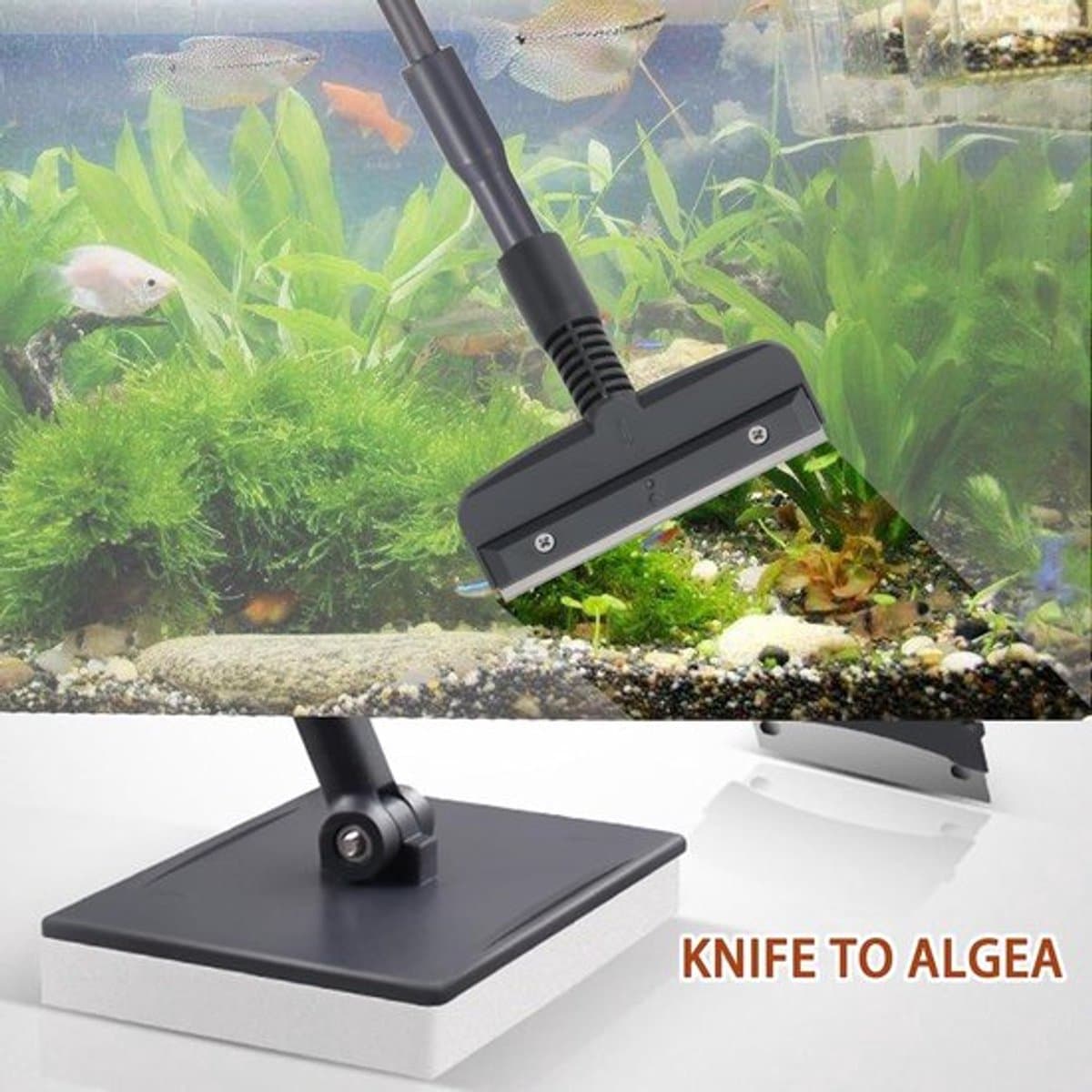 Complete set aquarium reinigingsgereedschappen met verstelbaar handvat - Voor een schone vissenkom met 6 functies thumbnail 5