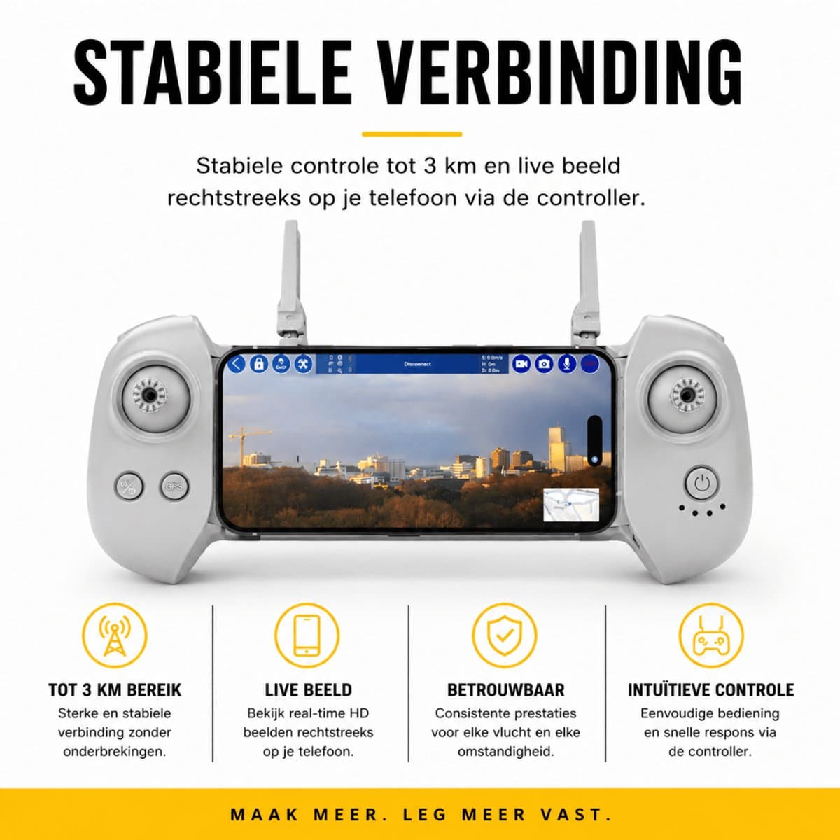 Killerbee NOVA – Drone met 4K UHD Camera en 3 assige gimball - 3Km Bereik - 2 Batterijen (totaal 50 Min Vliegtijd) - Incl 64GB Geheugenkaart thumbnail 5