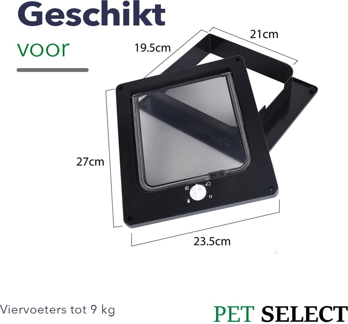 Kattenluik Zwart met Tunnel – 4 Vergrendelingsstanden – Weerbestendig - Maat L thumbnail 2