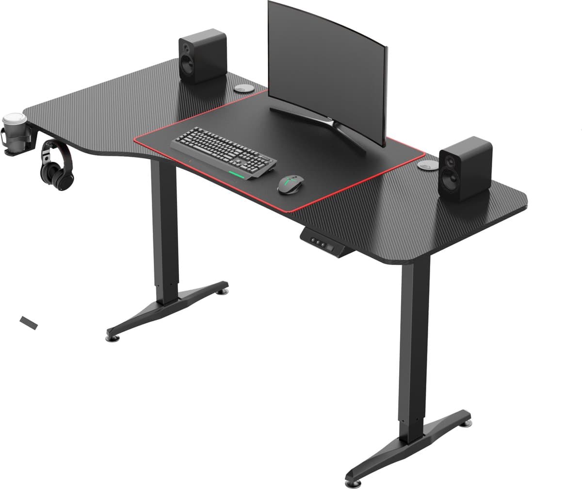 VDD Gaming - Bureau - Game Desk - Zit Sta Bureau - Elektrisch in Hoogte Verstelbaar - Zit-sta Bureau - Game Bureau - Gaming Desk - Computer Tafel - 160 x 75 cm - Zwart - Maximale hoogte 120 cm thumbnail 7