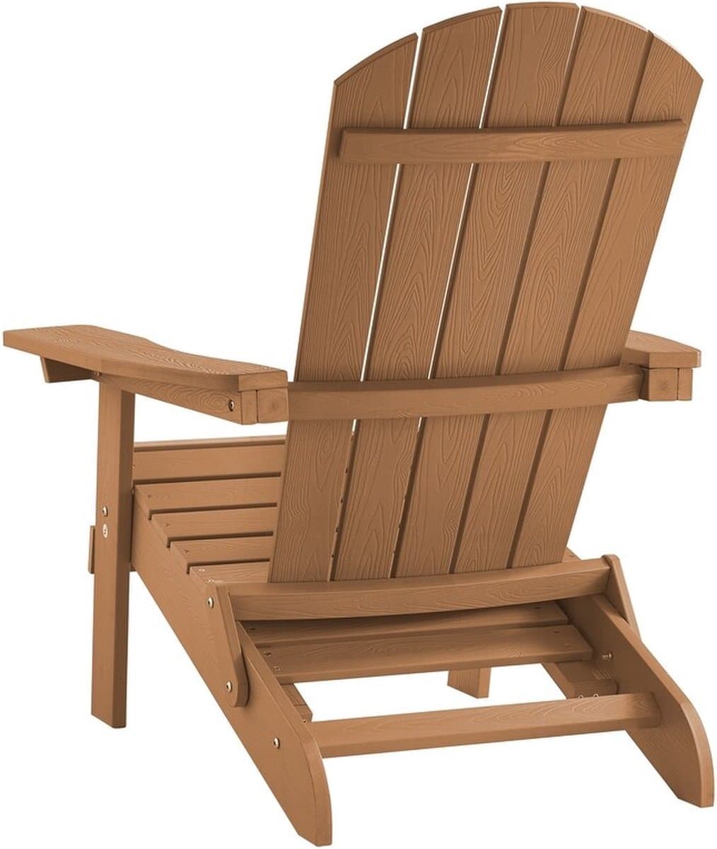 Tuinstoel Adirondack Stoel Arizona - Licht Bruin - Met Voetenbankje - Houtlook - Hoogwaardig Kunststof thumbnail 8