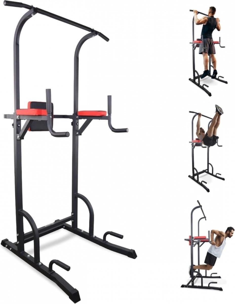 Mobiclinic MultiFit - Pull up station - Power Tower - Krachtstation - Dip station - Pull Up Bars - Fitness station - Verstelbare rugleuning - Stevig - Staal - Zwart