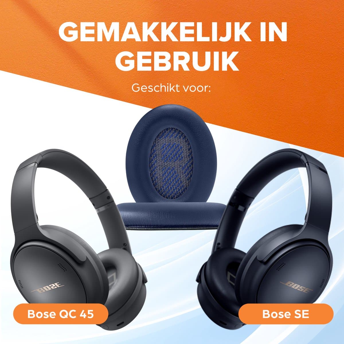 Vervangende oorkussens voor Bose QuietComfort 45 / QC45 / QuietComfort SE - Oorkussens voor koptelefoon - Ear pads headphones - Blauw thumbnail 4