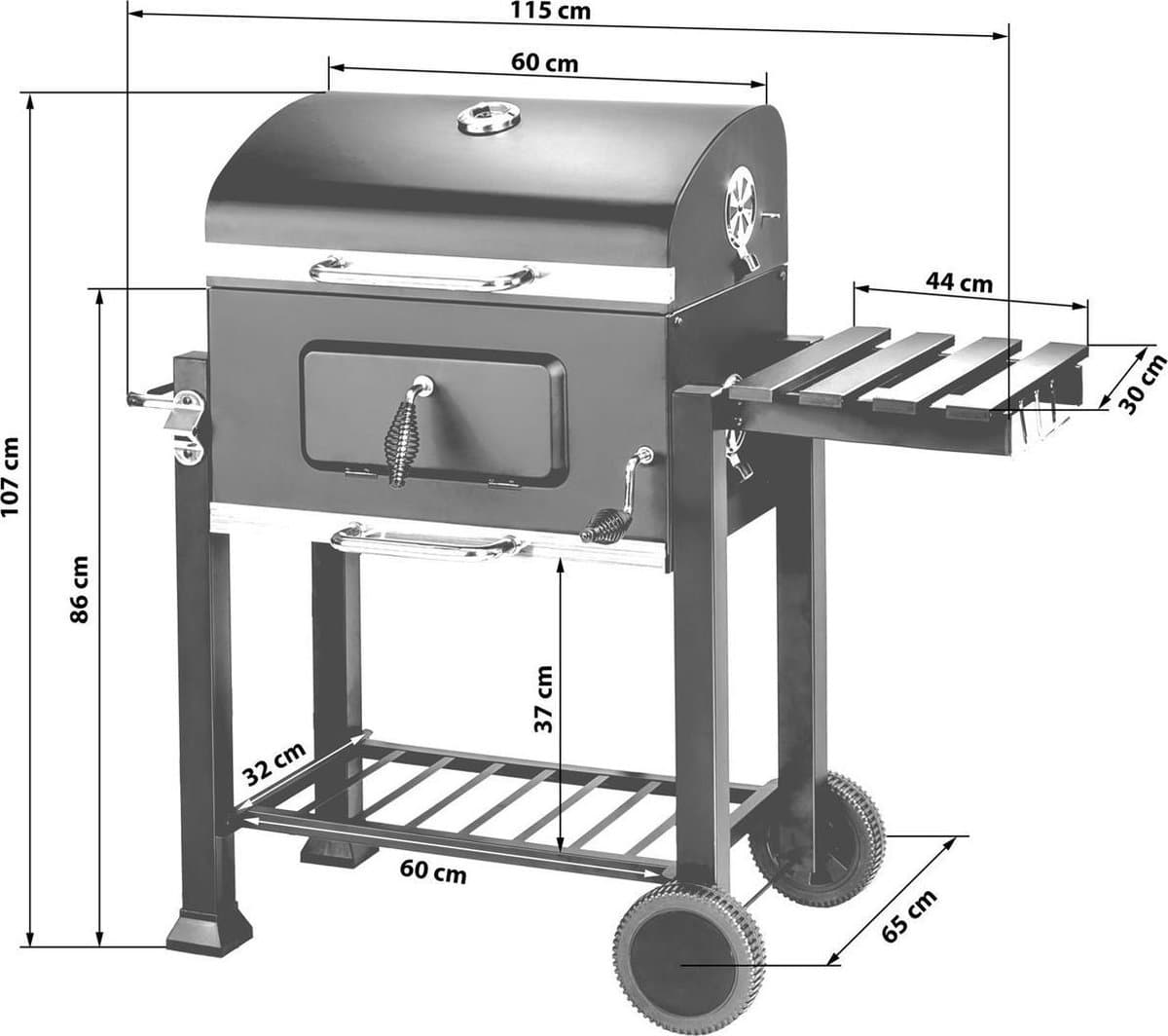 EVIQ - BBQ houtskool XL- Smoker Barbecue Valencia 2026 model - Barbeque Verstelbaar kolenrooster - Barbecues Zwart thumbnail 6