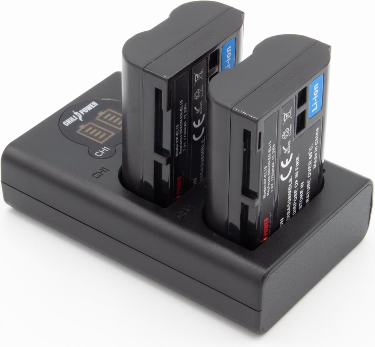 Nikon ChiliPower EN-EL15 Duo Kit - Accu Set + USB Lader thumbnail 4