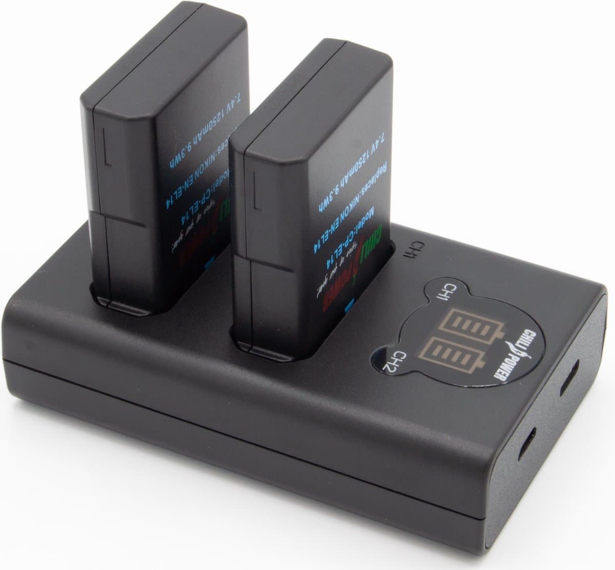 ChiliPower EN-EL14 Nikon USB Duo Kit - Camera accu set - afbeelding 1