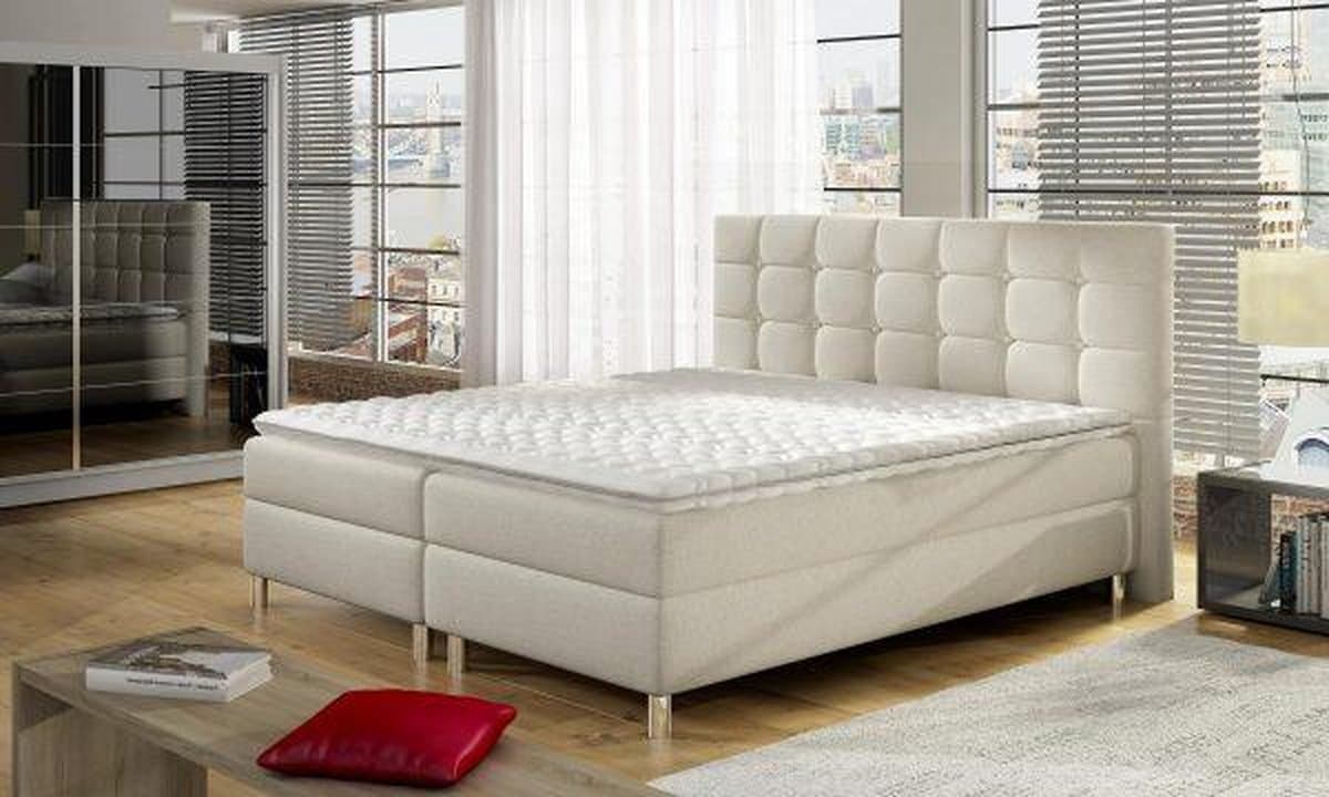 Boxspring Parijs - compleet - inclusief matras en topper 180x200 - crème - beige