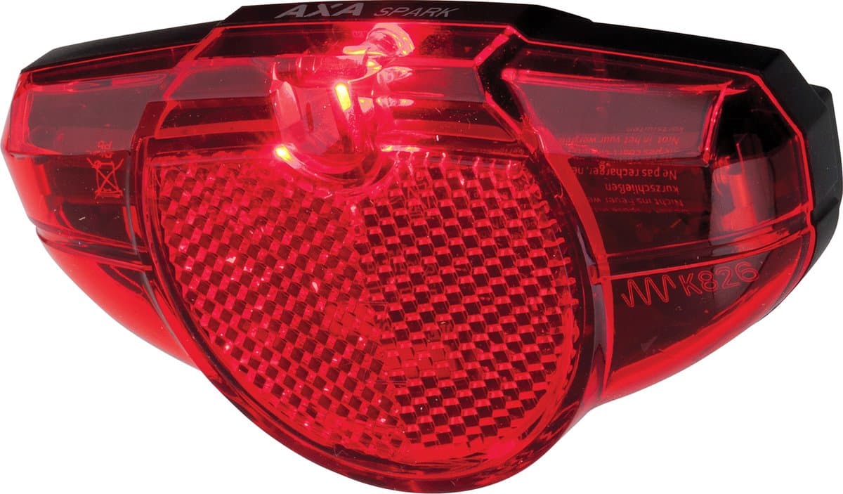 AXA Spark Battery Achterlicht – LED Fietsverlichting op Batterij – 500 m Zichtbaarheid – 100 uur – 50–80 mm Montage – Zijzicht thumbnail 2