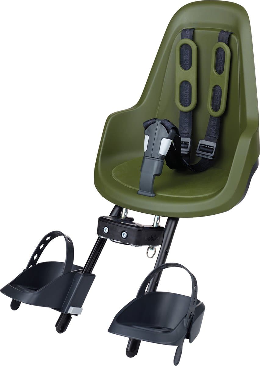 Bobike One Mini voorzitje - Olive Green - fietsstoeltje - kinderzitje - voorzitje - fietszitje - voor fiets of e-bike