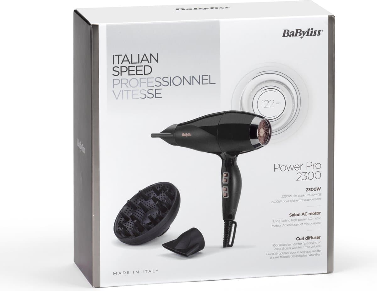 BaByliss Power Pro 2300 6716DE Föhn - Föhn met diffuser en 2 extra blaasmonden - 122 km/u - Coolshot thumbnail 8
