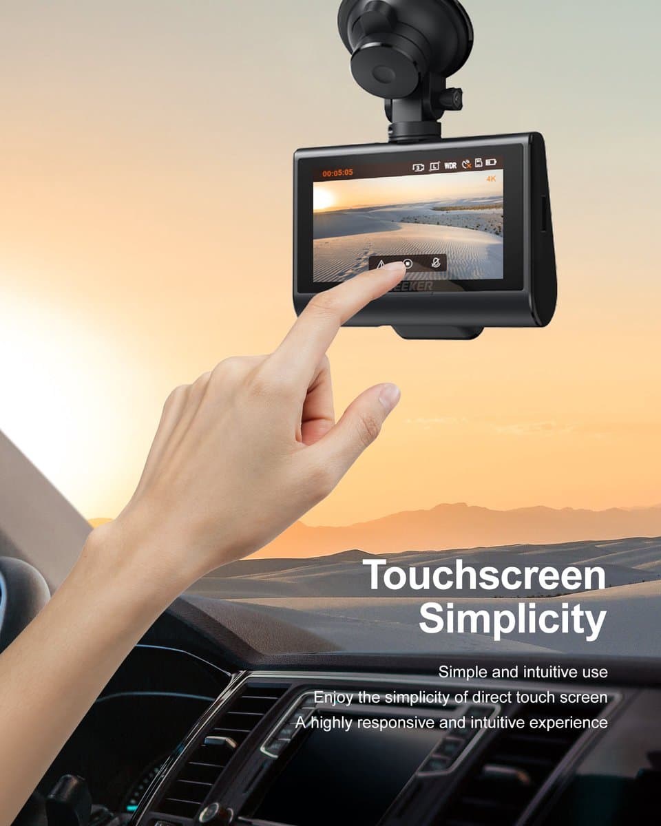 iZEEKER GD850 Dashcam voor auto - 4K & 1080P - Voor en Achter Camera - WiFi en GPS - 3'' IPS Touchscreen - Sony Sensor - Nachtzicht thumbnail 5