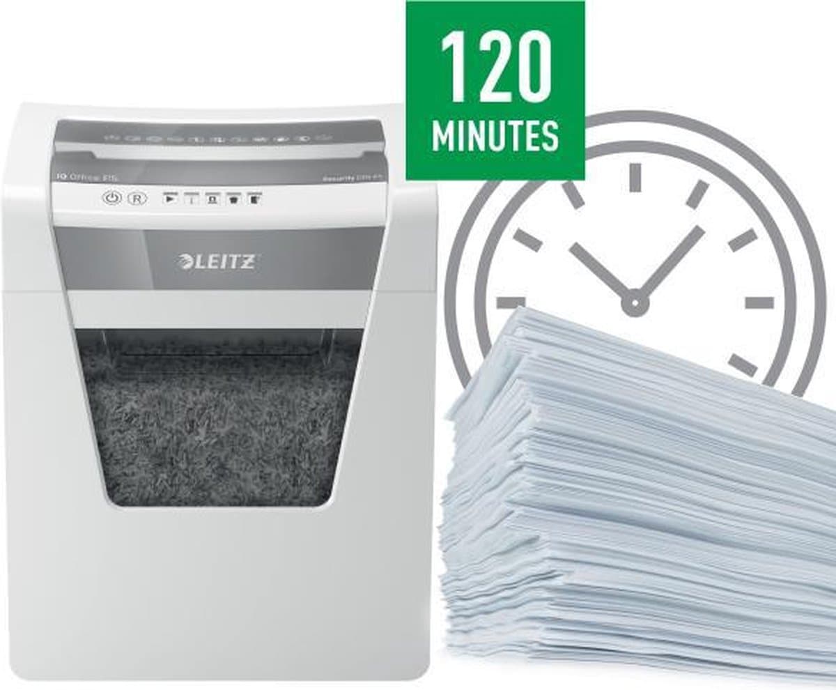 Leitz IQ Office Papierversnipperaar - P5 Snippers - Tot 10 Vel - 23L - Wit thumbnail 5