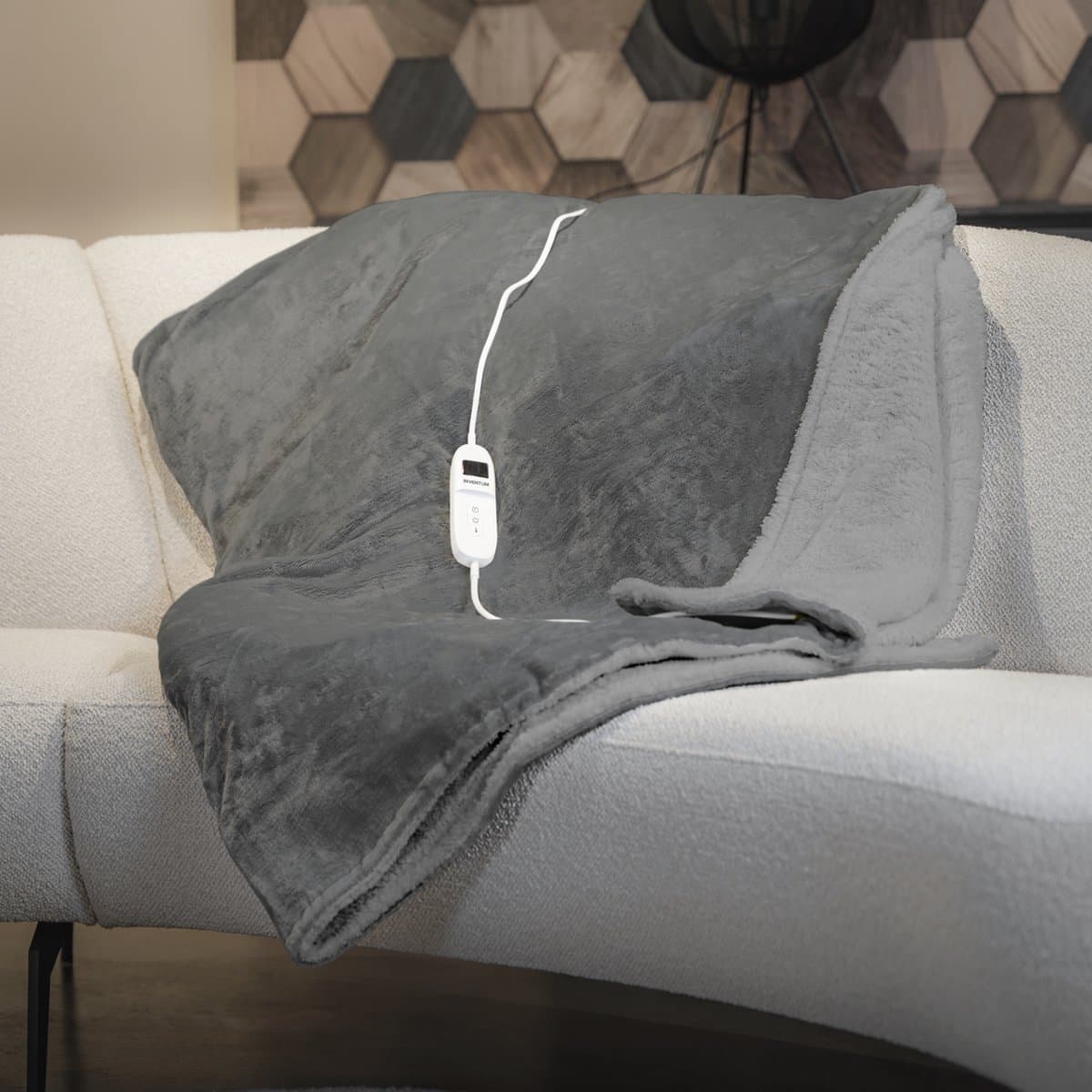 Inventum HB180G elektrische verwarmde bovendeken 180x130 cm - Eenpersoons - 9 warmtestanden - Uitwasbaar - Automatische uitschakeling - Fleece - Grijs thumbnail 5