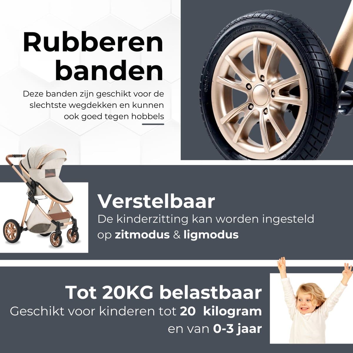 Lunola Nova 3-in-1 Kinderwagen met Autostoel 0-20kg thumbnail 6