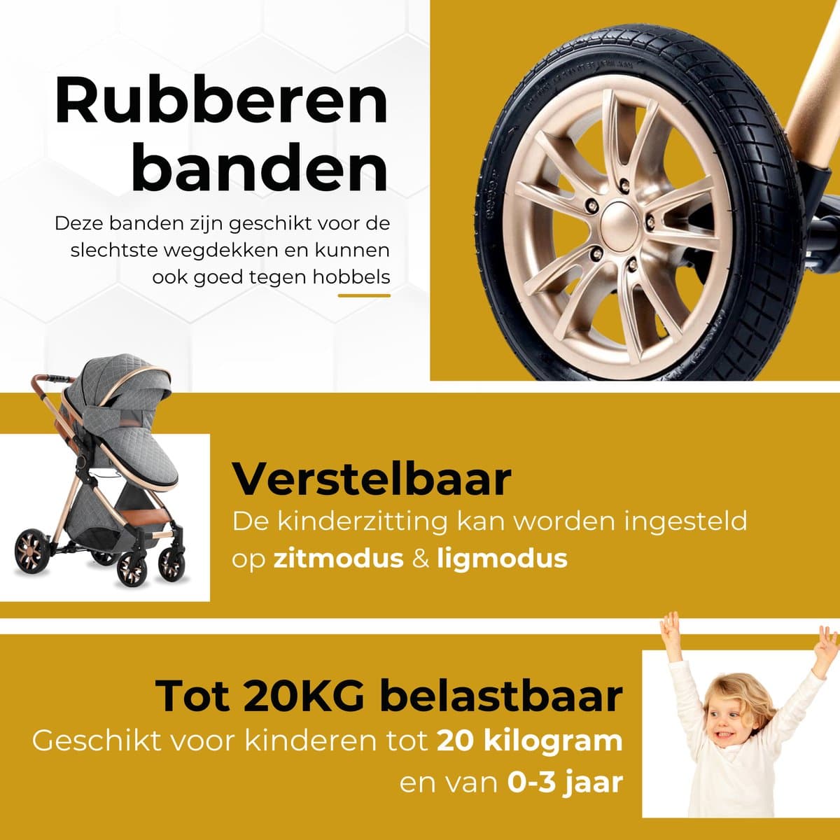 Lunola Nova - Kinderwagen 3-in-1 - incl. autostoel - 0-20kg - XXL - Multifunctionele Buggy 3in1 - Grijs thumbnail 6