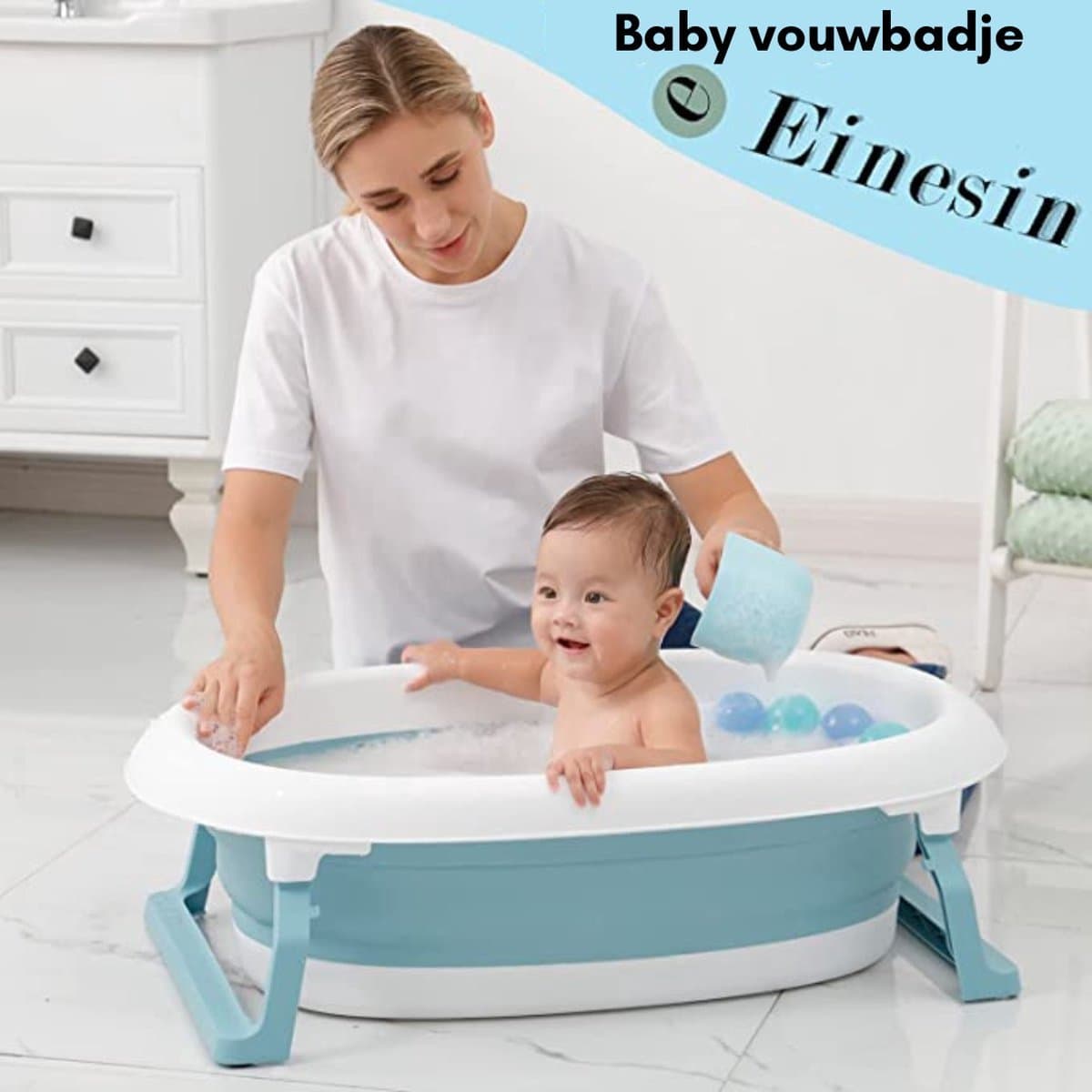 Opvouwbare Babybadkuip - Babykuip - Baby Bad - Babyzitje - Inclusief Kinderballen - Baby - Babyhaarwasbeker - Babybadkuip Opvouwbaar - 80 x 49 x 25 cm thumbnail 5