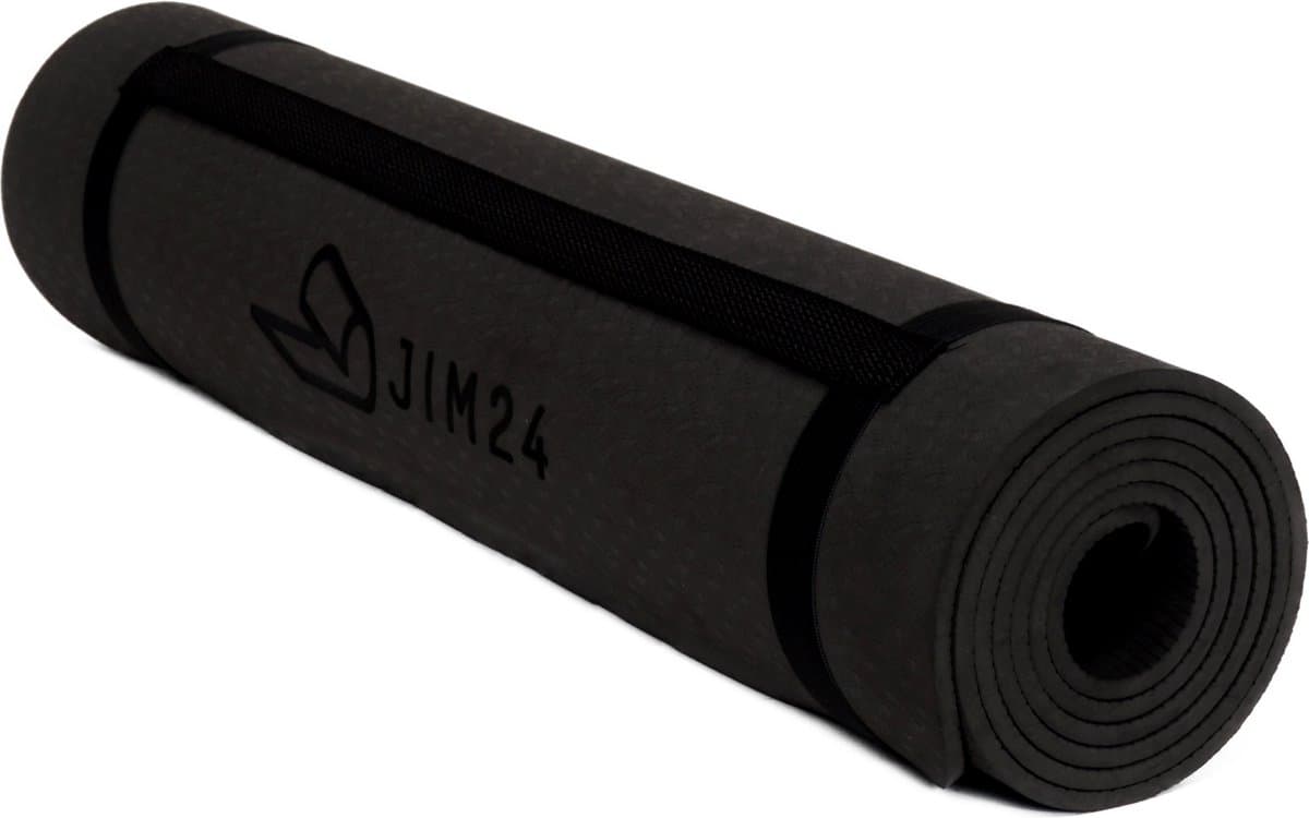 Jim24 Yogamat - Yoga Mat Antislip - Fitness Mat - Sportmat - Pilates Mat - Slijtvast - Extra Dikke Gym Mat - Duurzaam TPE - Incl. Draagtas en Riem - Zwart thumbnail 3