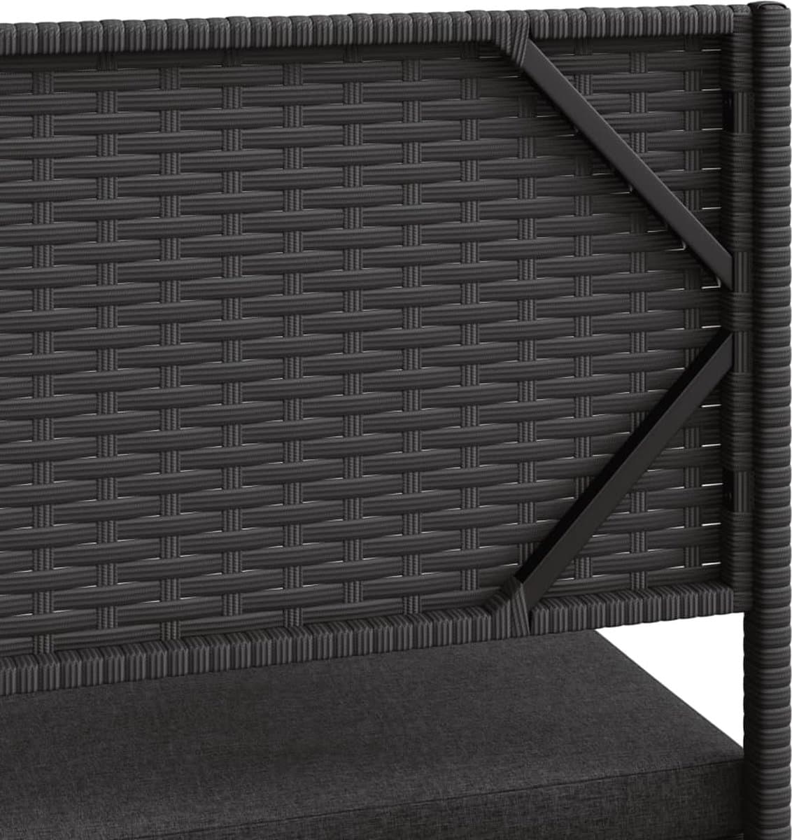 vidaXL - Tuinbank - met - tafel - en - kussens - L-vormig - poly - rattan - zwart thumbnail 4