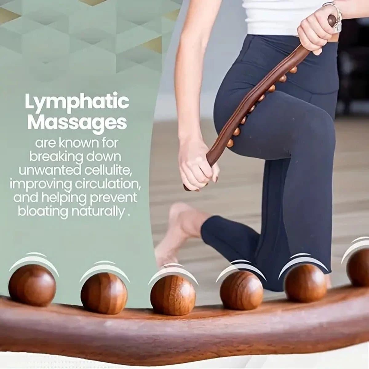 Massage - Massage Apparaat - Voor Rug, Nek, Schouder, Buik, Taille, Armen, Benen, etc. - Massage Stok Hout - Gua Sha Massage Tool - Houten Massage Stok - 8 Massage Ballen - 1 Stuk - Bruin Hout thumbnail 5