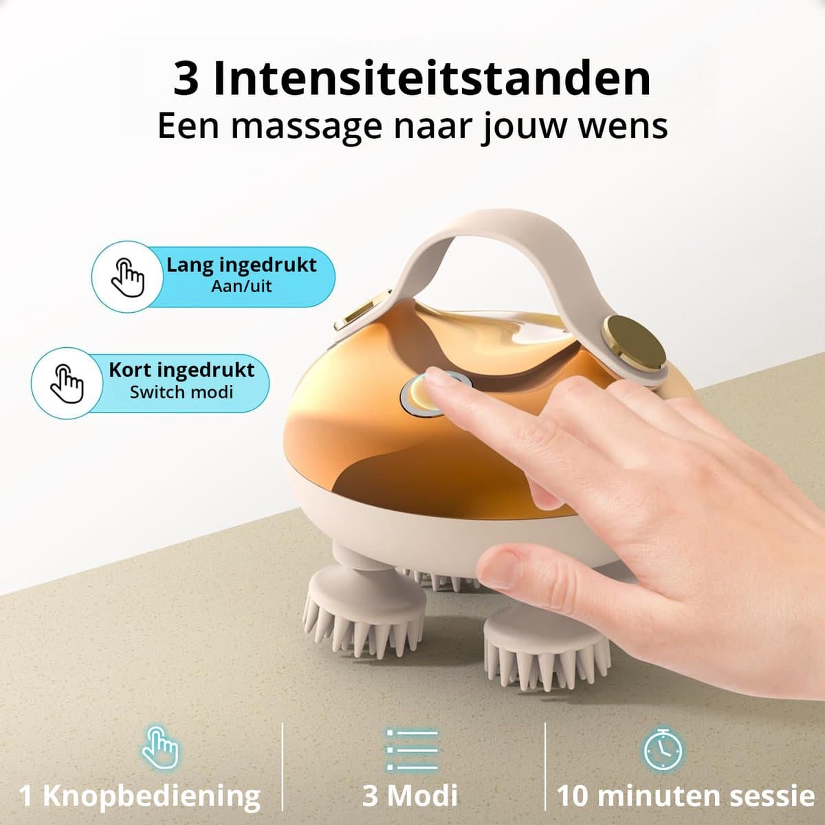 Elektrisch Hoofdmassage Apparaat - Massage Apparaat - Scalp Massager - Hoofdmassage - Massageapparaten - Goud thumbnail 5