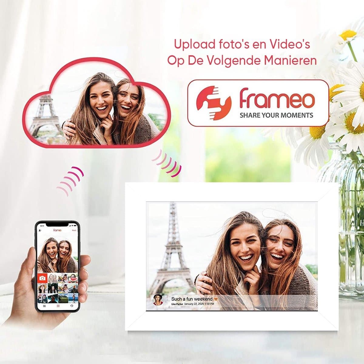 Digitale fotolijst met WiFi en Frameo App - 10.1 inch HD+ IPS Display - 32GB - Wit thumbnail 6