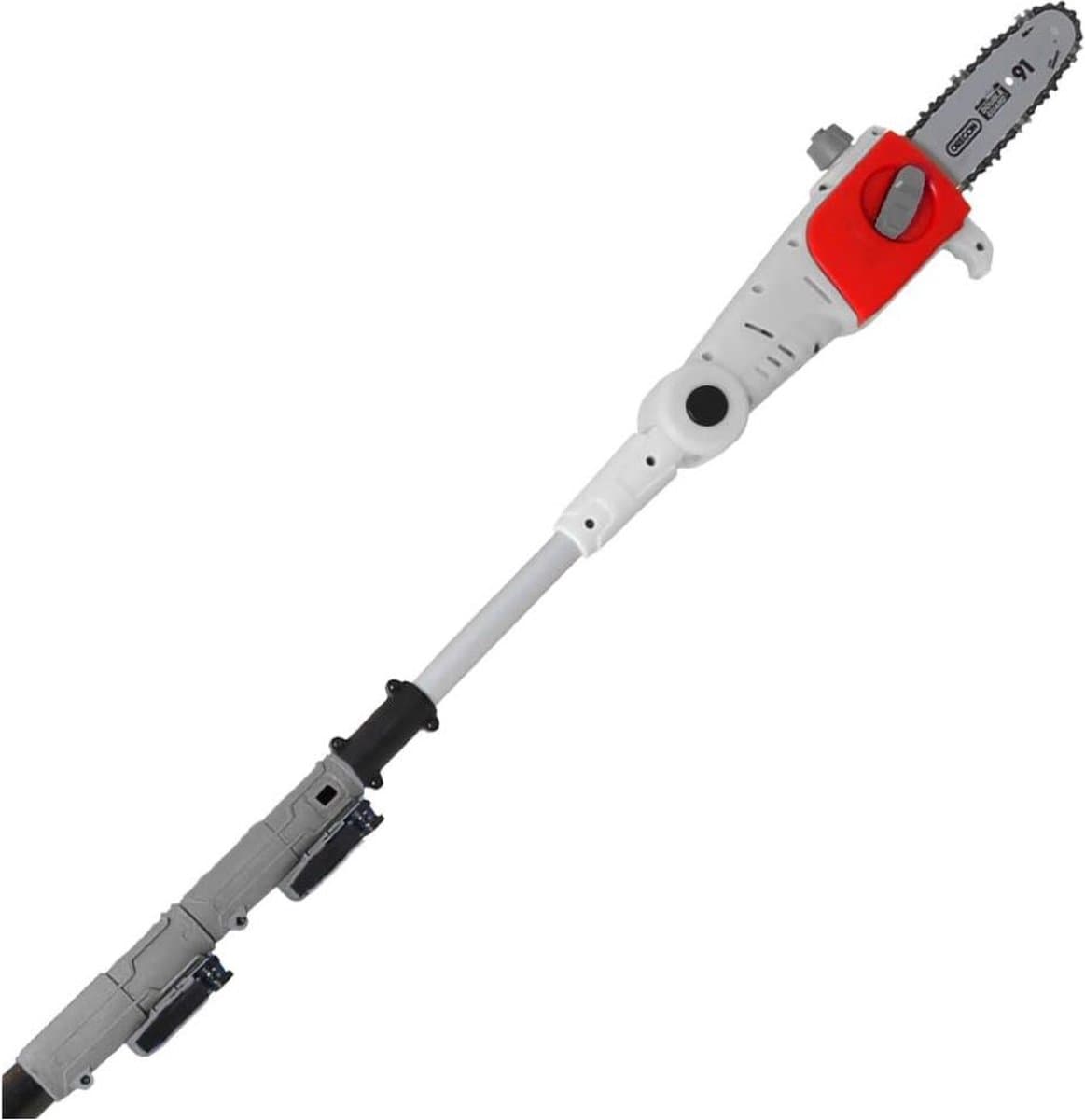 MKSS® Telescopische Snoeischaar - Mini Kettingzaag - Heggenschaar - Takkenschaar - Takkenzaag - Elektrische Snoeizaag met Accu - Grijs Wit en Rood thumbnail 4