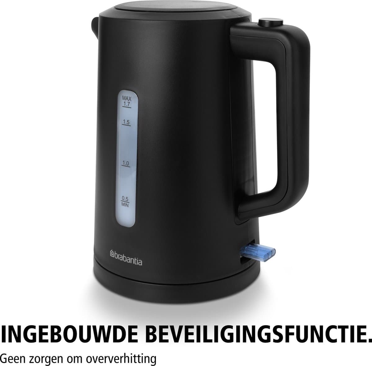 Brabantia Waterkoker - 2200 Watt - 1.7L - Snoeropbergruimte - Automatische uitschakeling - Zwart - BBEK1017 thumbnail 2
