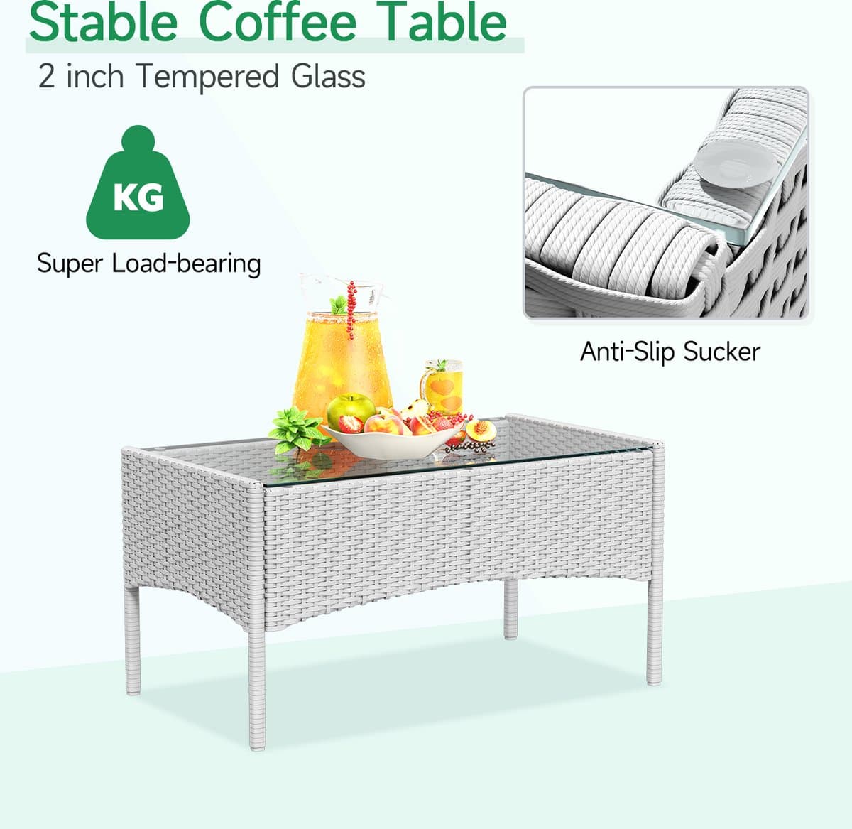 Loungesets - Tuinmeubelset in rotan kunsthars - 4 met - met 2 fauteuils, 1 bank en 1 tafel - Grijs thumbnail 2