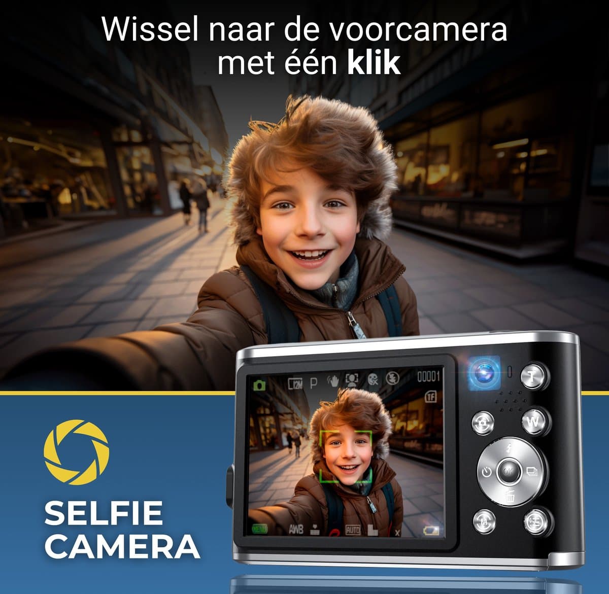 Vosoi Digitale Camera - Fotocamera - Fototoestel - Vlog Camera - Compact Camera - 48MP & 4K Ultra HD - Voor Kinderen - Selfie Camera - 2,8 inch LCD Scherm - Inc. 32GB thumbnail 3
