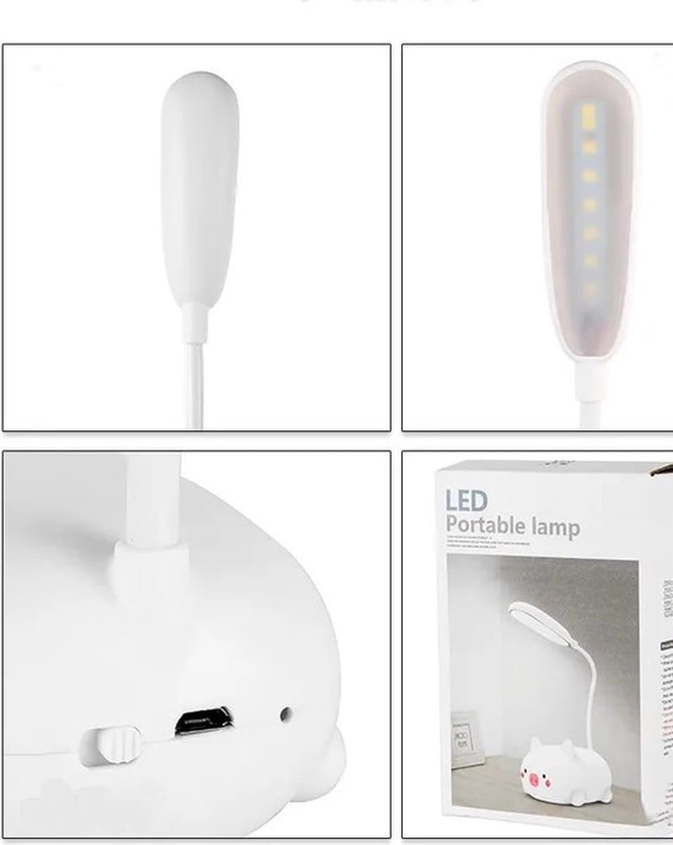 Kinder Bureaulamp Led Kat Nachtlampje USB oplaadbare nachtlampje Student bureaulamp Bedlampje slaapkamer Wit thumbnail 3