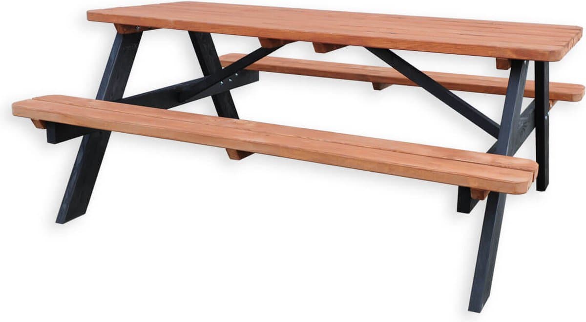 Picknicktafel Bruno | Tuintafel 6 persoons | Bruin Zwart Gespoten Gedroogd Grenen Hout! thumbnail 8