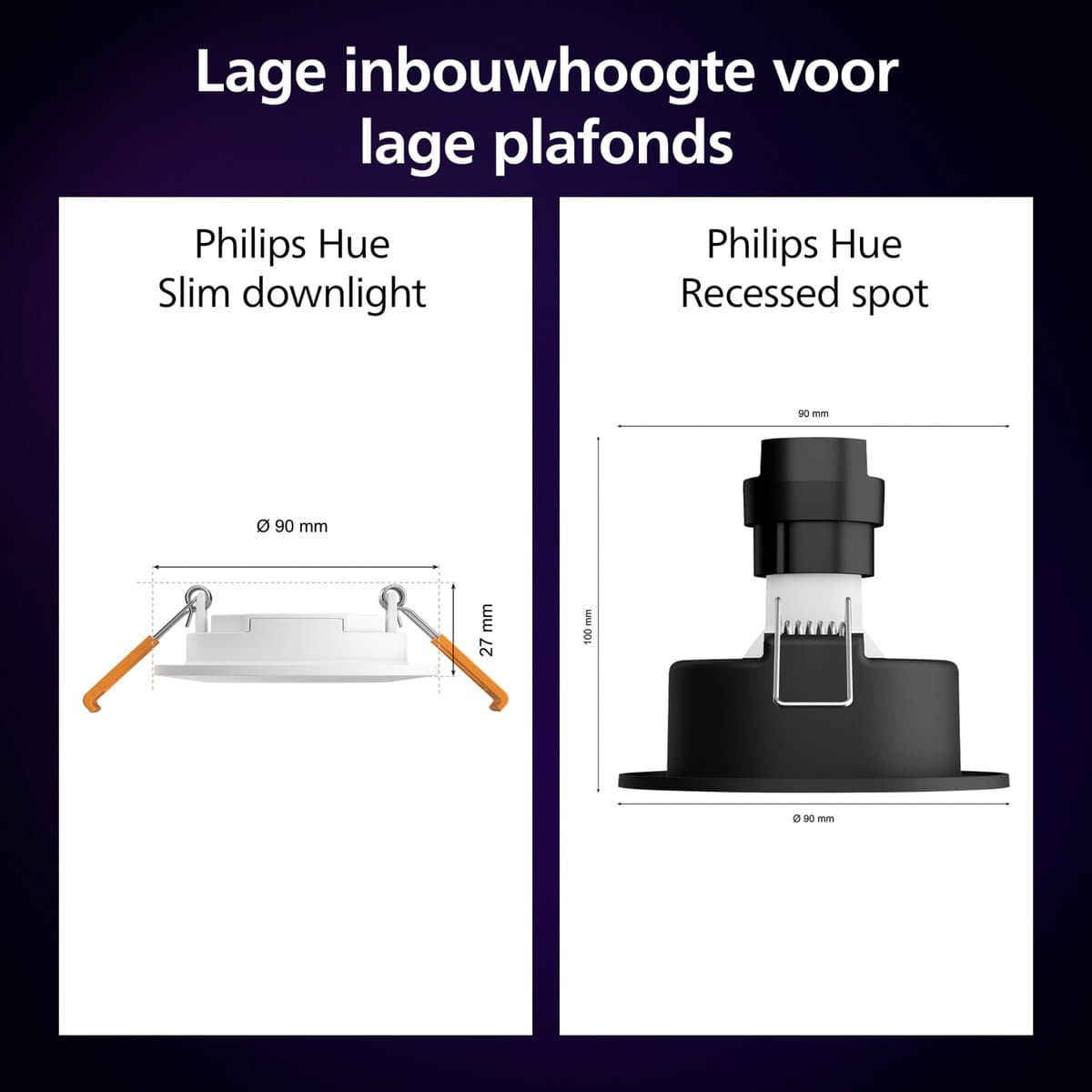 Philips Hue inbouwspot dun - 16 miljoen kleuren en dimbaar thumbnail 4