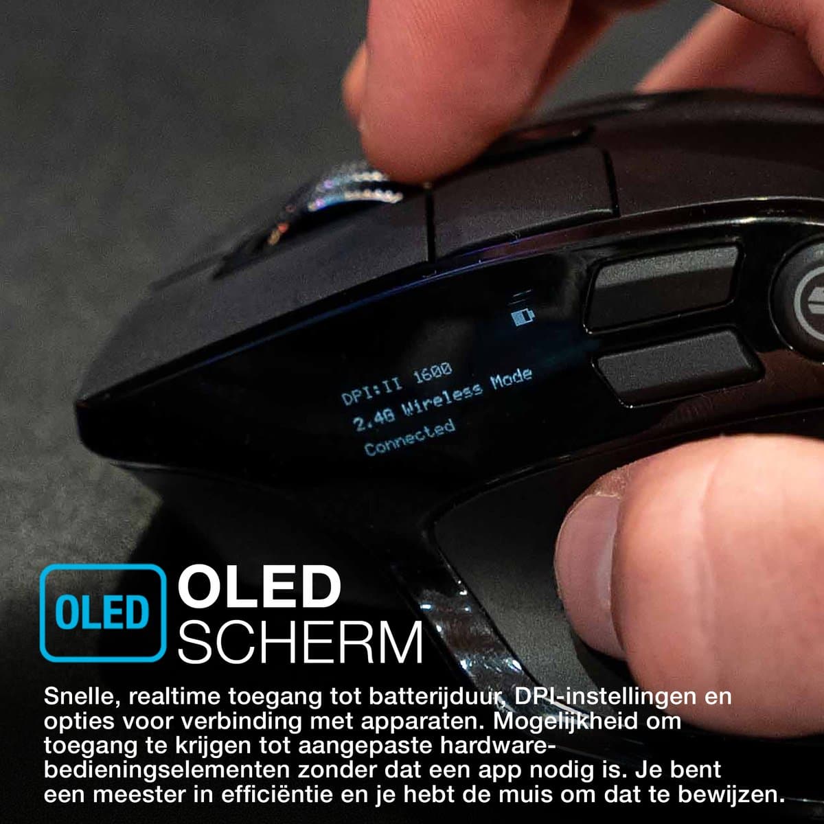 JLab Epic Draadloze Muis - Bluetooth Computermuis Draadloos - Stille Clicks - Verbind 3 Apparten - Draadloze Dongle - 4 Maanden Batterijduur - Rechtshandig - Multipoint - USB C Oplaadbaar - Zwart thumbnail 5