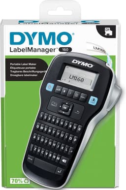Productfoto van DYMO LabelManager 160-labelmaker | Draagbare labelprinter met QWERTY-toetsenbord | Inclusief zwart-wit D1-etiketten (12 mm) | Voor thuis en op kantoor