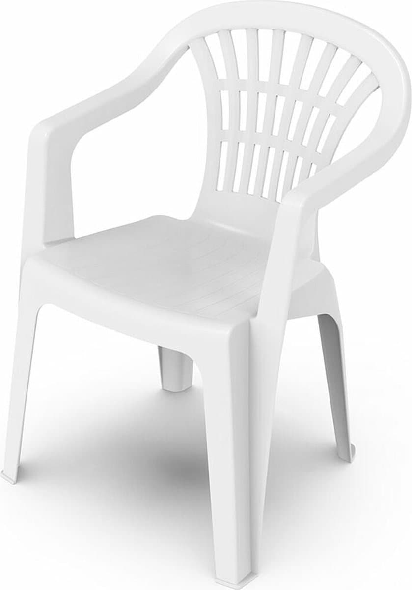 Gerimport Stoel voor buiten/binnen - tuinstoelen - wit - 50 x 54 x 76 cm - stevig kunststof - Bijzet stoelen