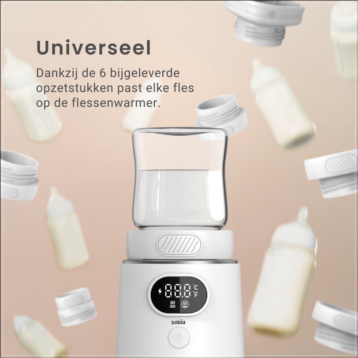 Sobia® Draagbare Flessenwarmer - Oplaadbaar - Flessenwarmer Onderweg - 6 Adapters en 4 standen - USB-C thumbnail 4
