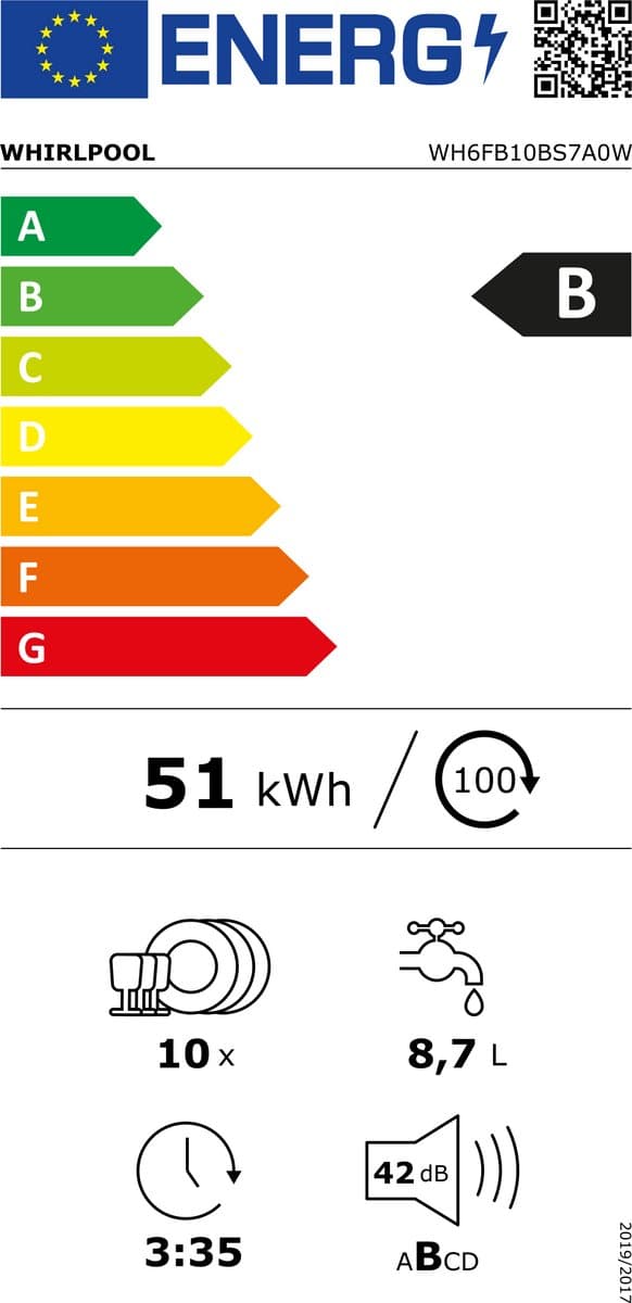Whirlpool WH6FB10BS7A0W vaatwasser - wit - Slimline 45cm - Energieklasse B thumbnail 2