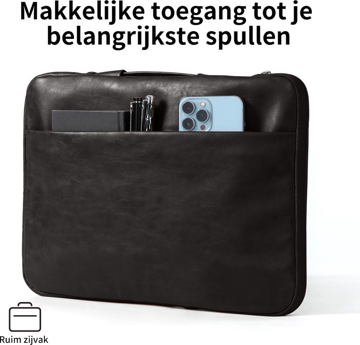 Lopoleis® laptoptas, werktas voor dames en heren PU-leer, laptoptas, zakelijke handtas, draagtas, laptoptas, laptoptas met handvat voor Macbook Chromebook 14 inch thumbnail 2