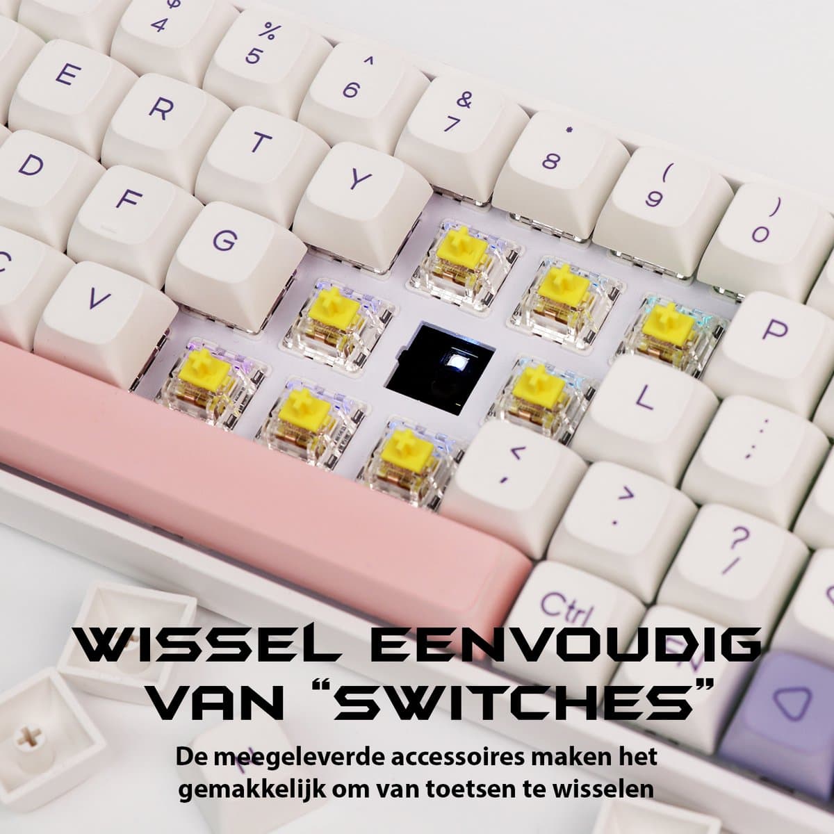 EPOMAKER EP64 - Wit - Mechanisch Draadloos Toetsenbord - RGB - 60% - QWERTY - Gaming Keyboard - Epomaker Mulan Switch thumbnail 5