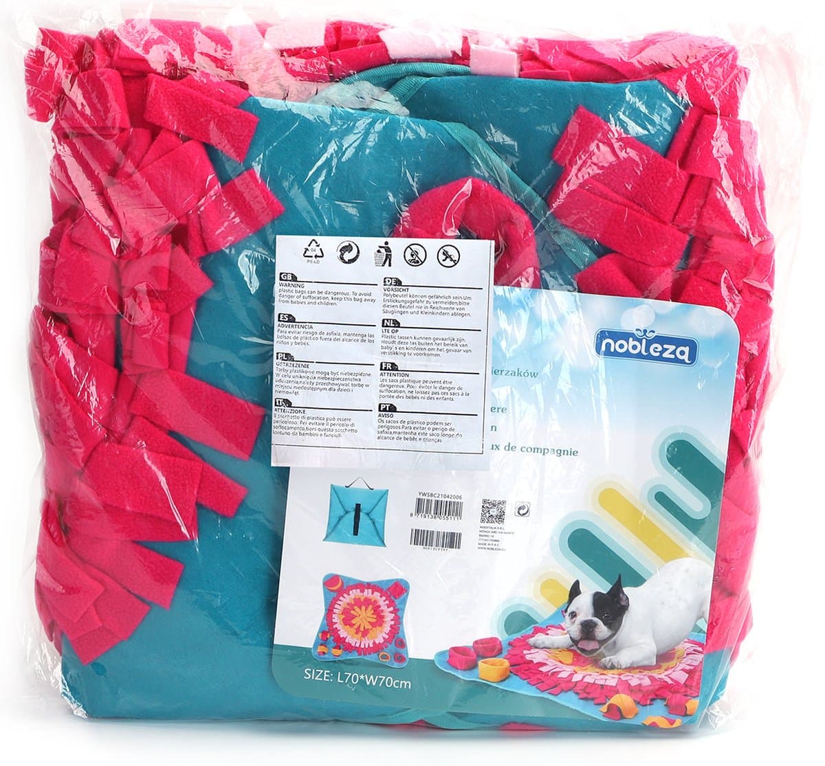 Nobleza Snuffelmat hond - honden speelmat - hondenspeelgoed - fleece - snackmat - 70 x 70 cm thumbnail 5