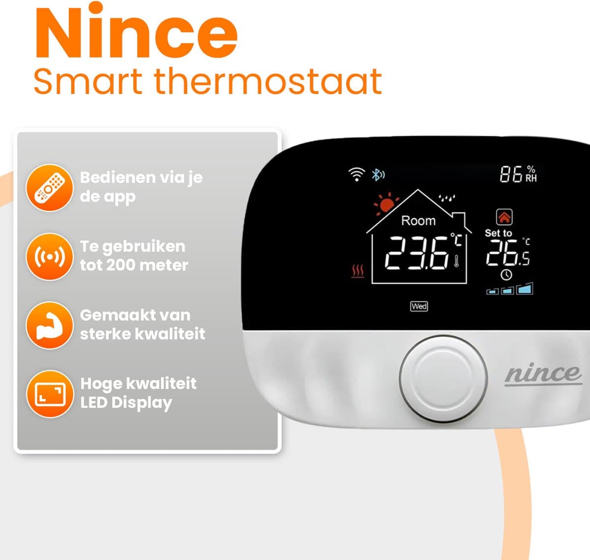 Nince Thermostaat CV ketel - Slimme Thermostaat Voor CV - Digitaal - Handmatig Programmeerbaar - Incl RF module thumbnail 2