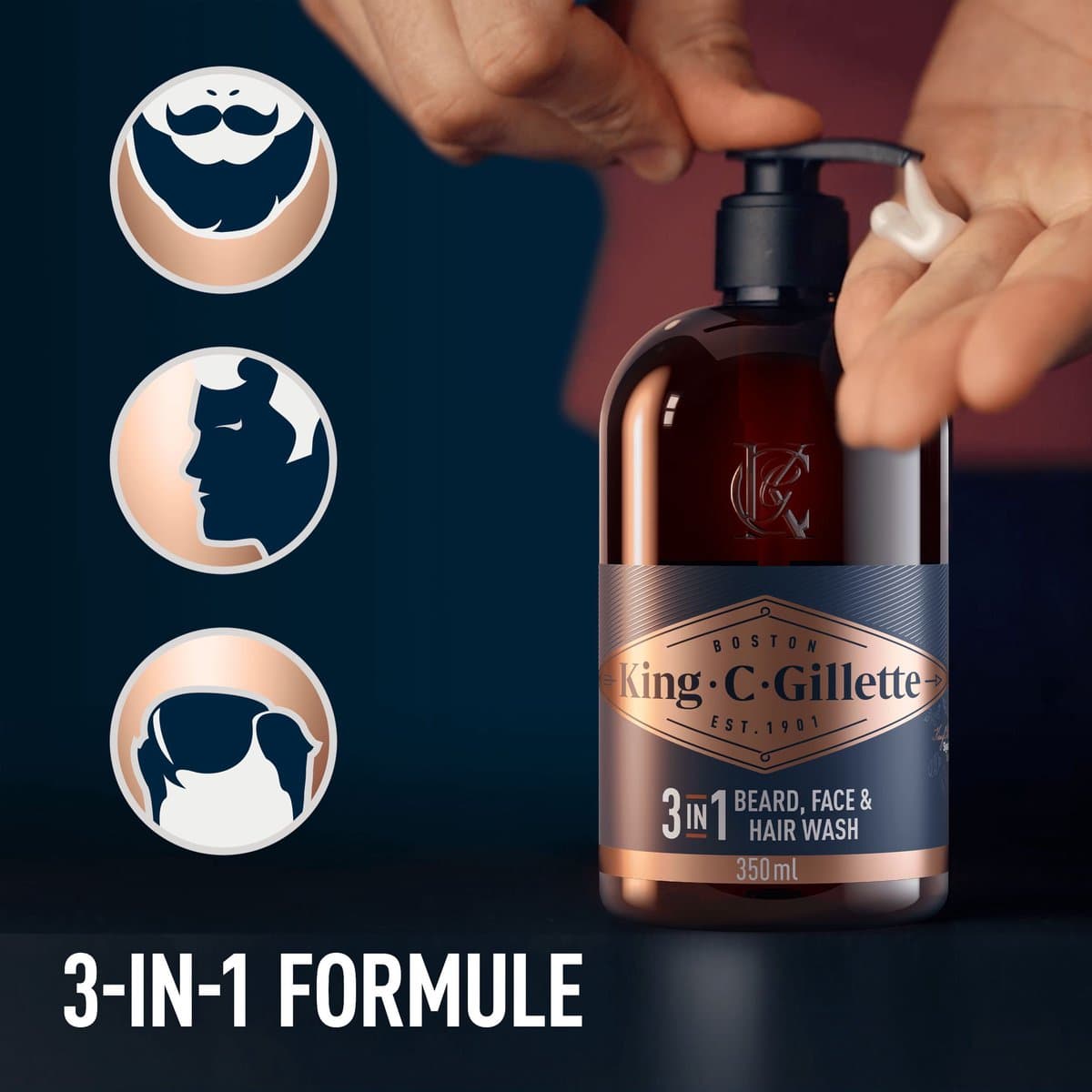 King C. Gillette Baard En Gezichtsreiniger - Voor Mannen - 350 ml thumbnail 2