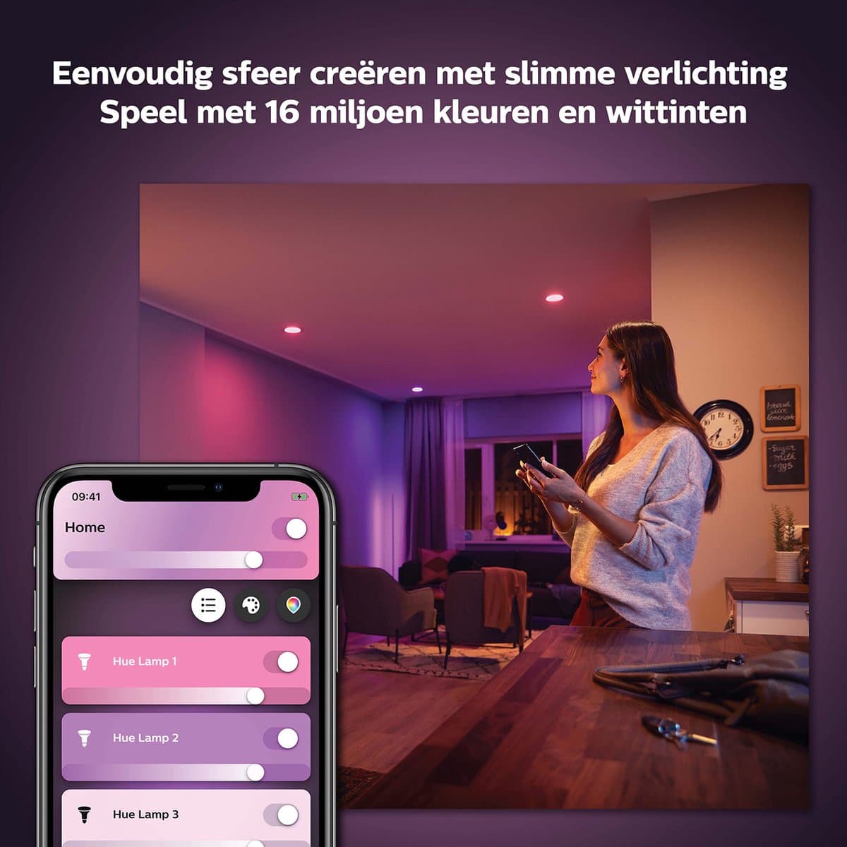 Philips Hue Starterspakket - GU10 - met 2 Spotjes - Wit en Gekleurd Licht - Incl. 1 Hue Bridge - Hue White and Color Ambiance thumbnail 4